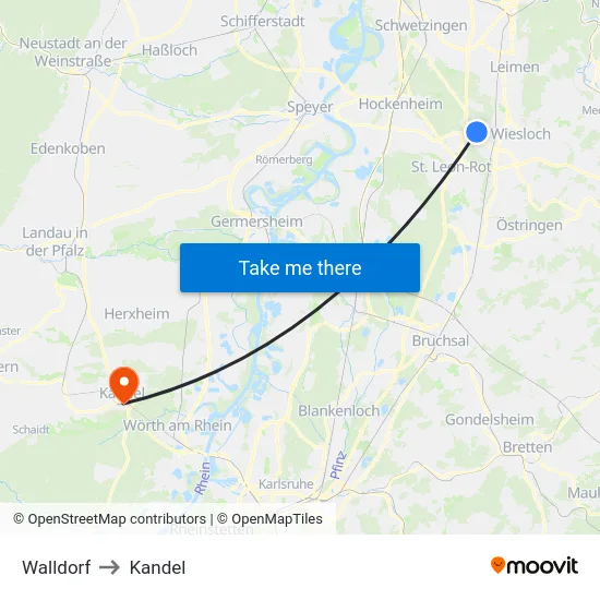 Walldorf to Kandel map