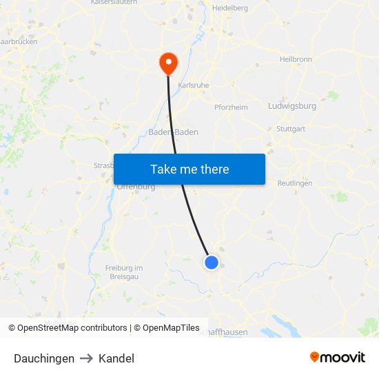 Dauchingen to Kandel map