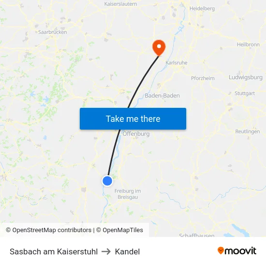 Sasbach am Kaiserstuhl to Kandel map