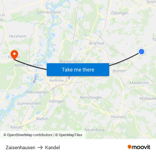 Zaisenhausen to Kandel map