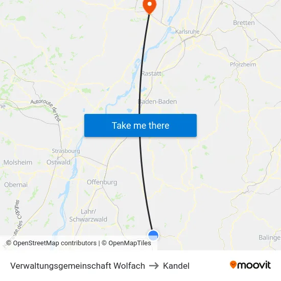Verwaltungsgemeinschaft Wolfach to Kandel map