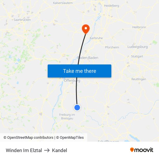 Winden Im Elztal to Kandel map