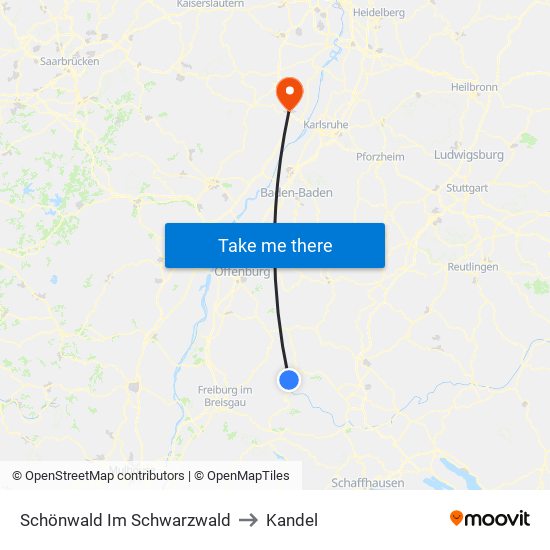 Schönwald Im Schwarzwald to Kandel map