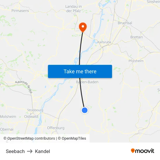 Seebach to Kandel map