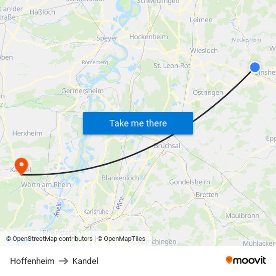 Hoffenheim to Kandel map