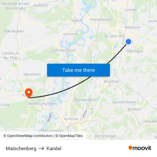 Malschenberg to Kandel map