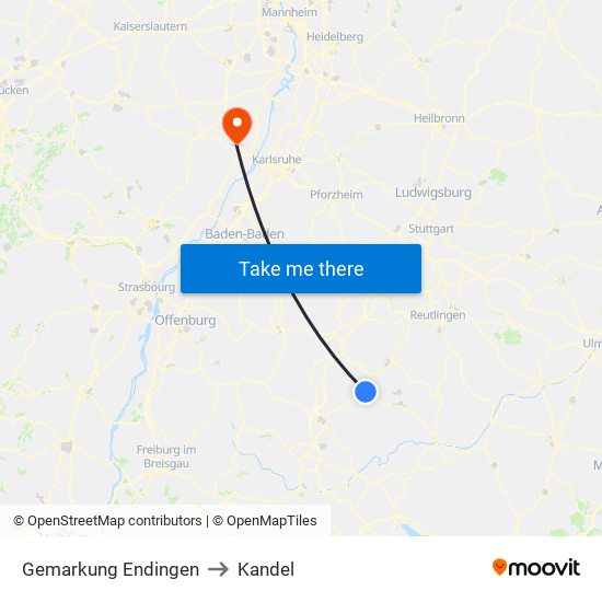 Gemarkung Endingen to Kandel map