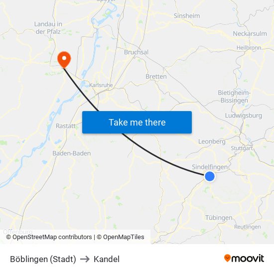 Böblingen (Stadt) to Kandel map