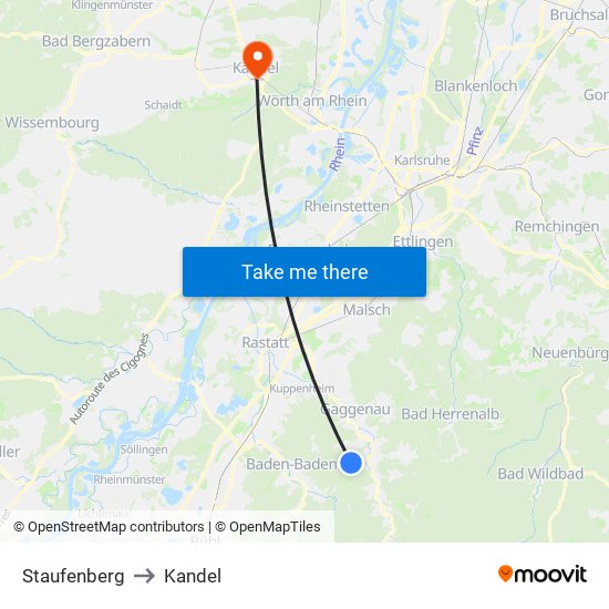 Staufenberg to Kandel map