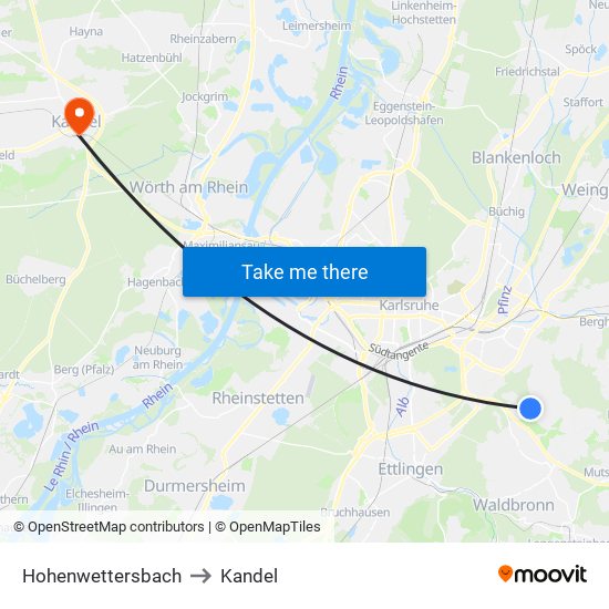 Hohenwettersbach to Kandel map