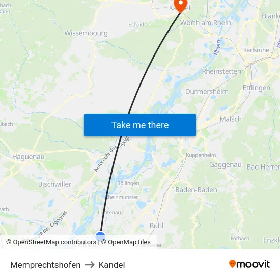 Memprechtshofen to Kandel map