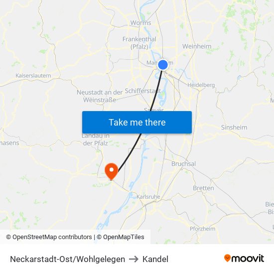 Neckarstadt-Ost/Wohlgelegen to Kandel map