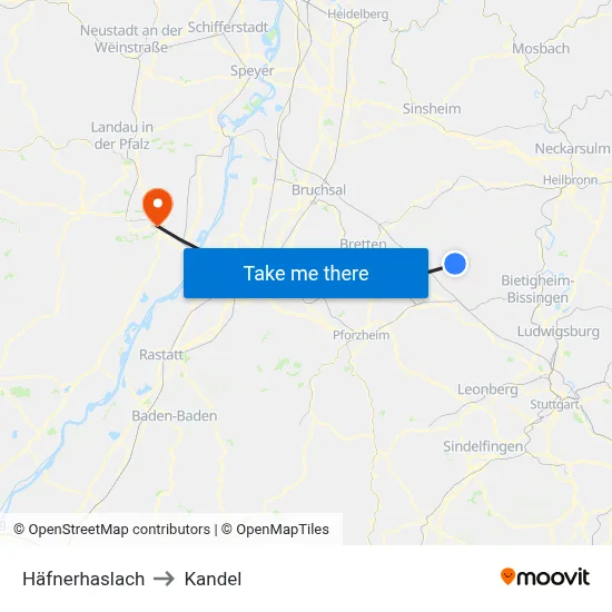 Häfnerhaslach to Kandel map