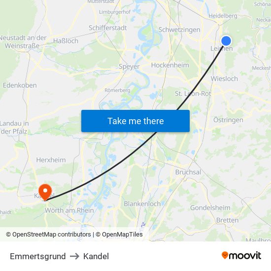 Emmertsgrund to Kandel map