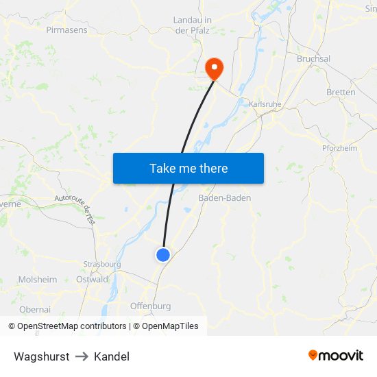 Wagshurst to Kandel map