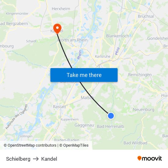 Schielberg to Kandel map