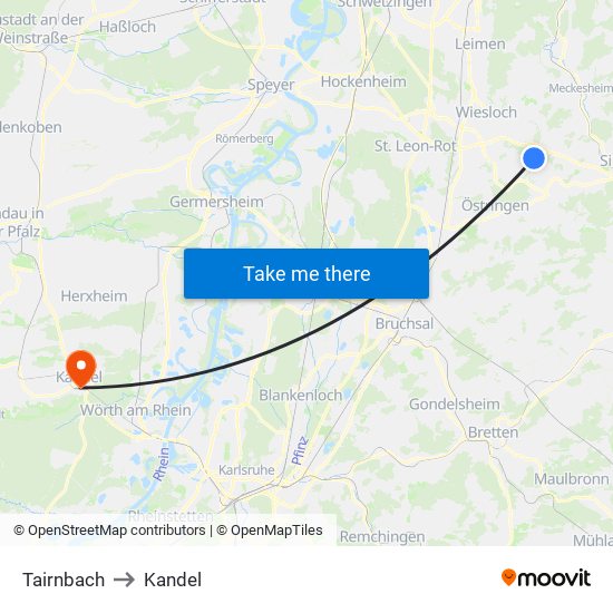 Tairnbach to Kandel map