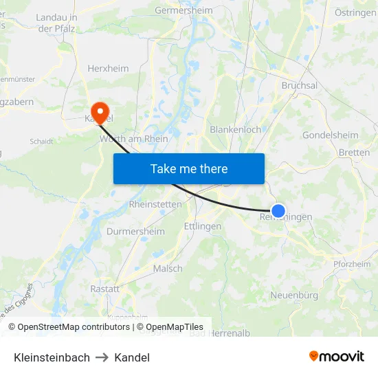 Kleinsteinbach to Kandel map