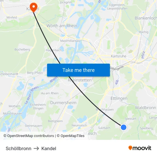 Schöllbronn to Kandel map