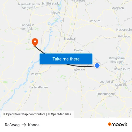 Roßwag to Kandel map