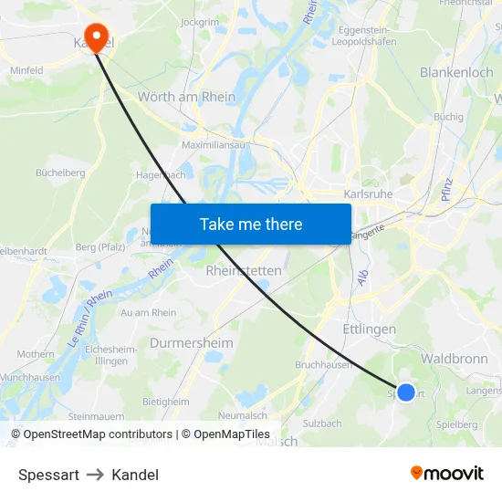 Spessart to Kandel map