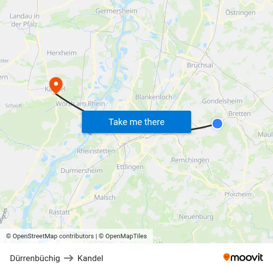 Dürrenbüchig to Kandel map