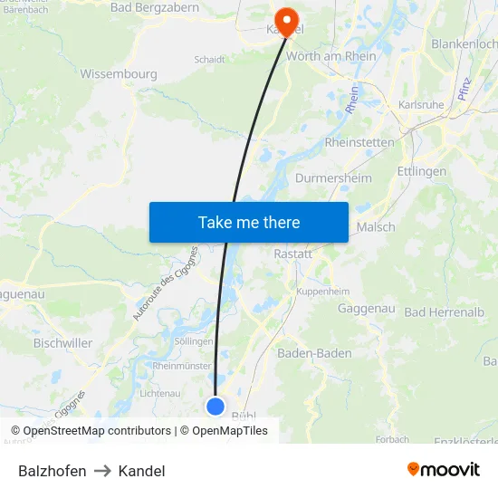 Balzhofen to Kandel map