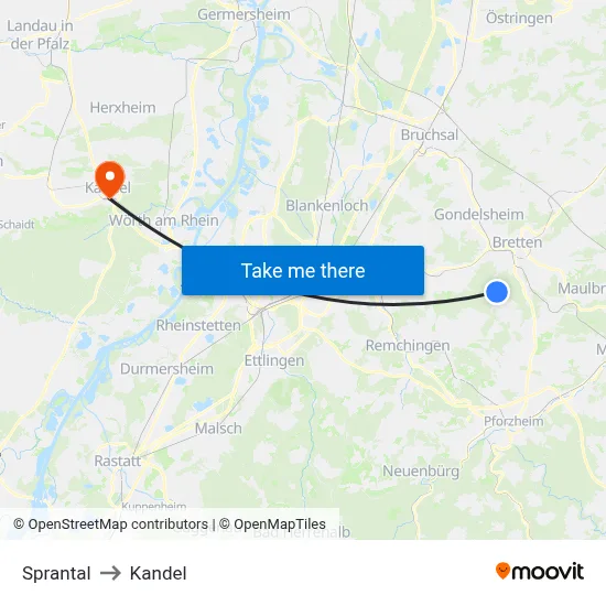 Sprantal to Kandel map