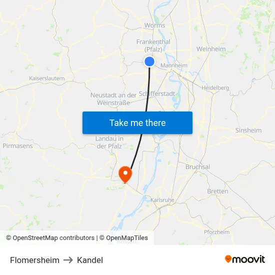 Flomersheim to Kandel map