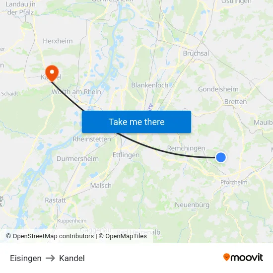 Eisingen to Kandel map