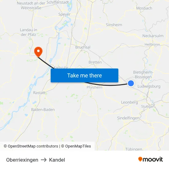 Oberriexingen to Kandel map