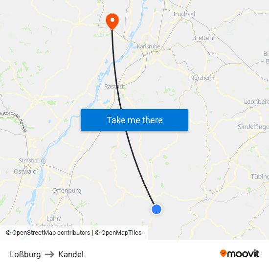 Loßburg to Kandel map