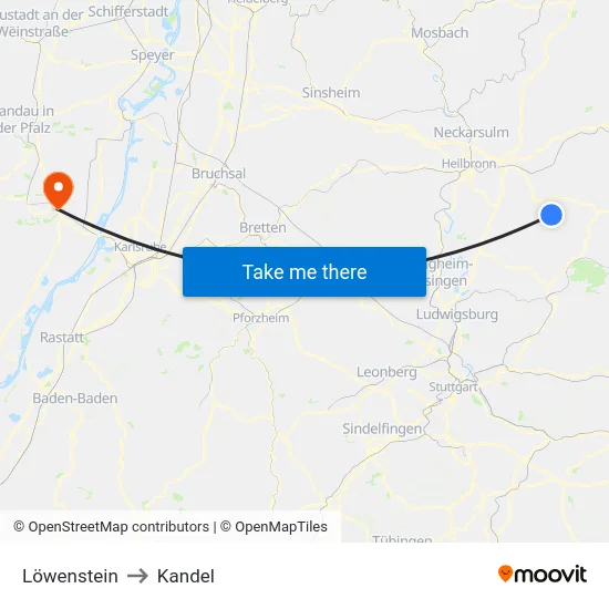 Löwenstein to Kandel map