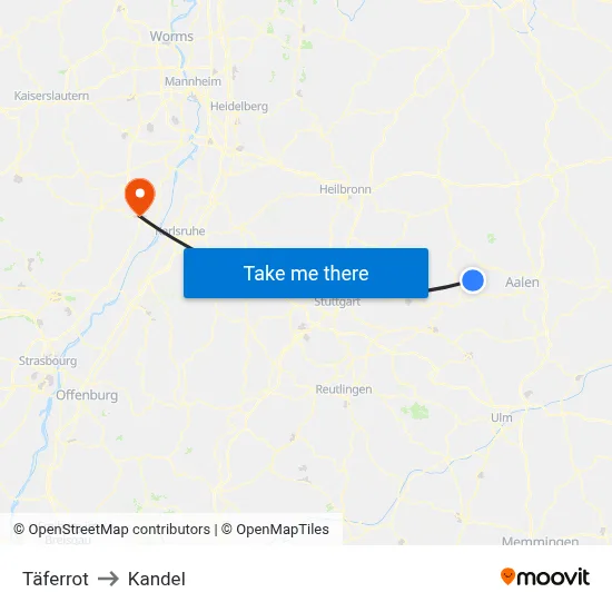 Täferrot to Kandel map