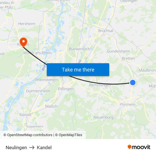 Neulingen to Kandel map