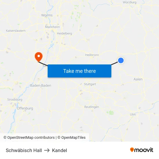Schwäbisch Hall to Kandel map