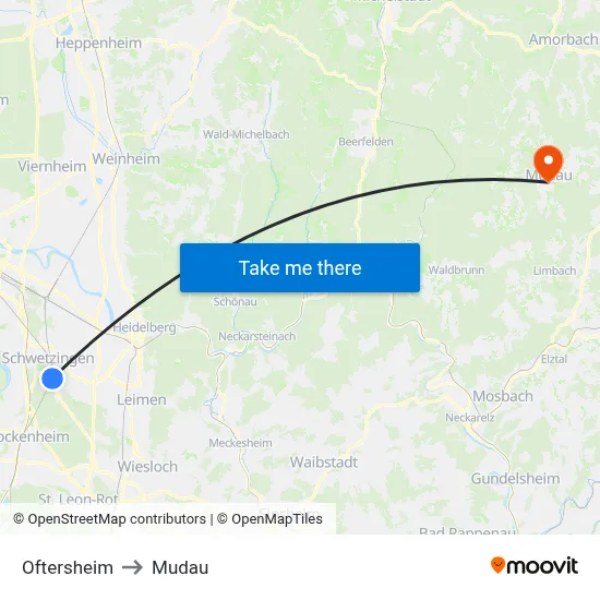 Oftersheim to Mudau map