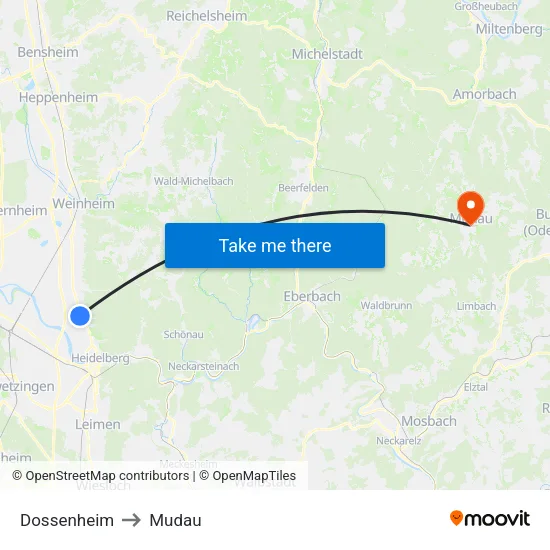 Dossenheim to Mudau map