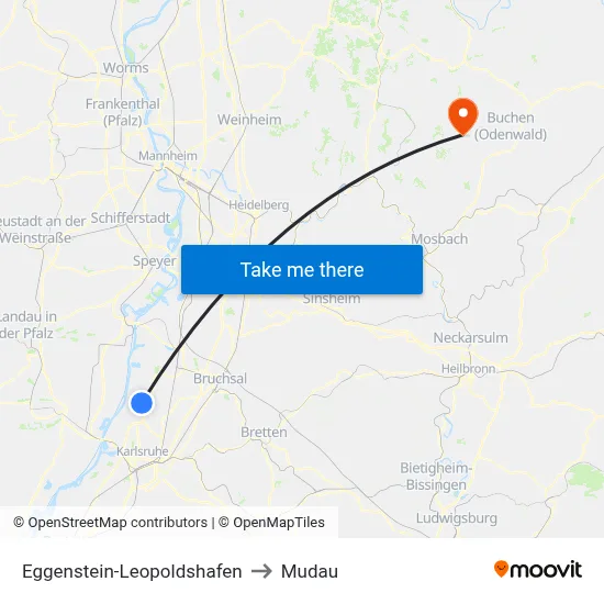 Eggenstein-Leopoldshafen to Mudau map