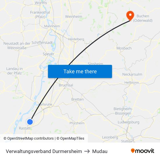 Verwaltungsverband Durmersheim to Mudau map