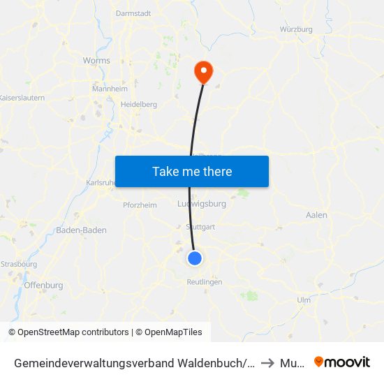 Gemeindeverwaltungsverband Waldenbuch/Steinenbronn to Mudau map