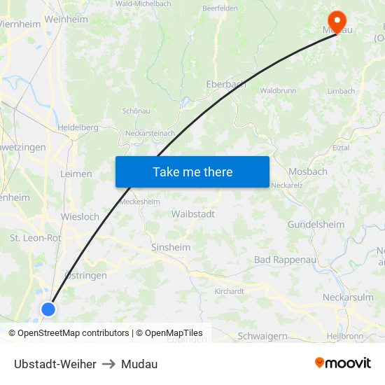 Ubstadt-Weiher to Mudau map
