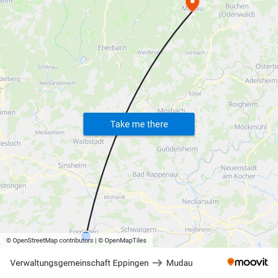 Verwaltungsgemeinschaft Eppingen to Mudau map