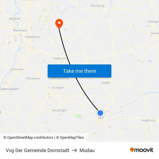 Vvg Der Gemeinde Dornstadt to Mudau map