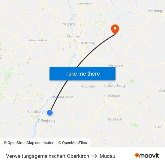 Verwaltungsgemeinschaft Oberkirch to Mudau map