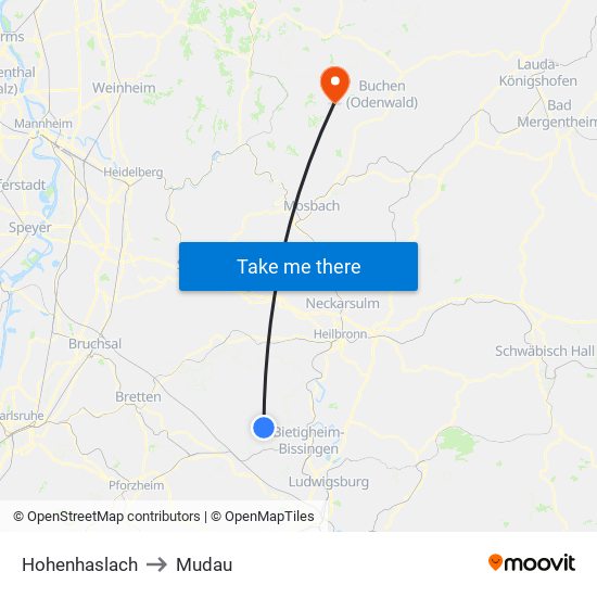 Hohenhaslach to Mudau map