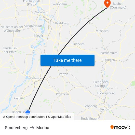 Staufenberg to Mudau map