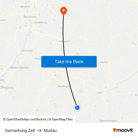 Gemarkung Zell to Mudau map