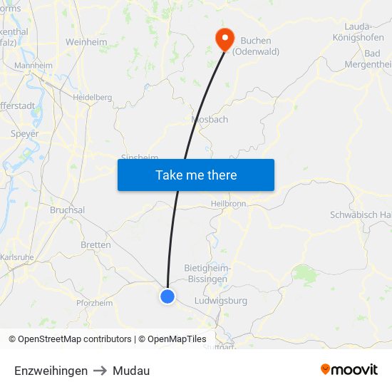 Enzweihingen to Mudau map