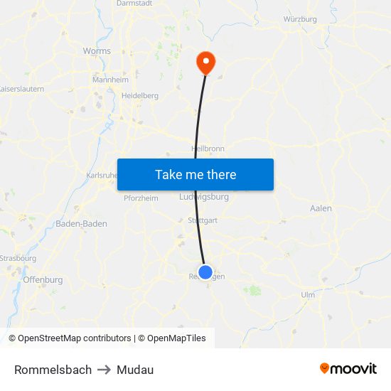Rommelsbach to Mudau map